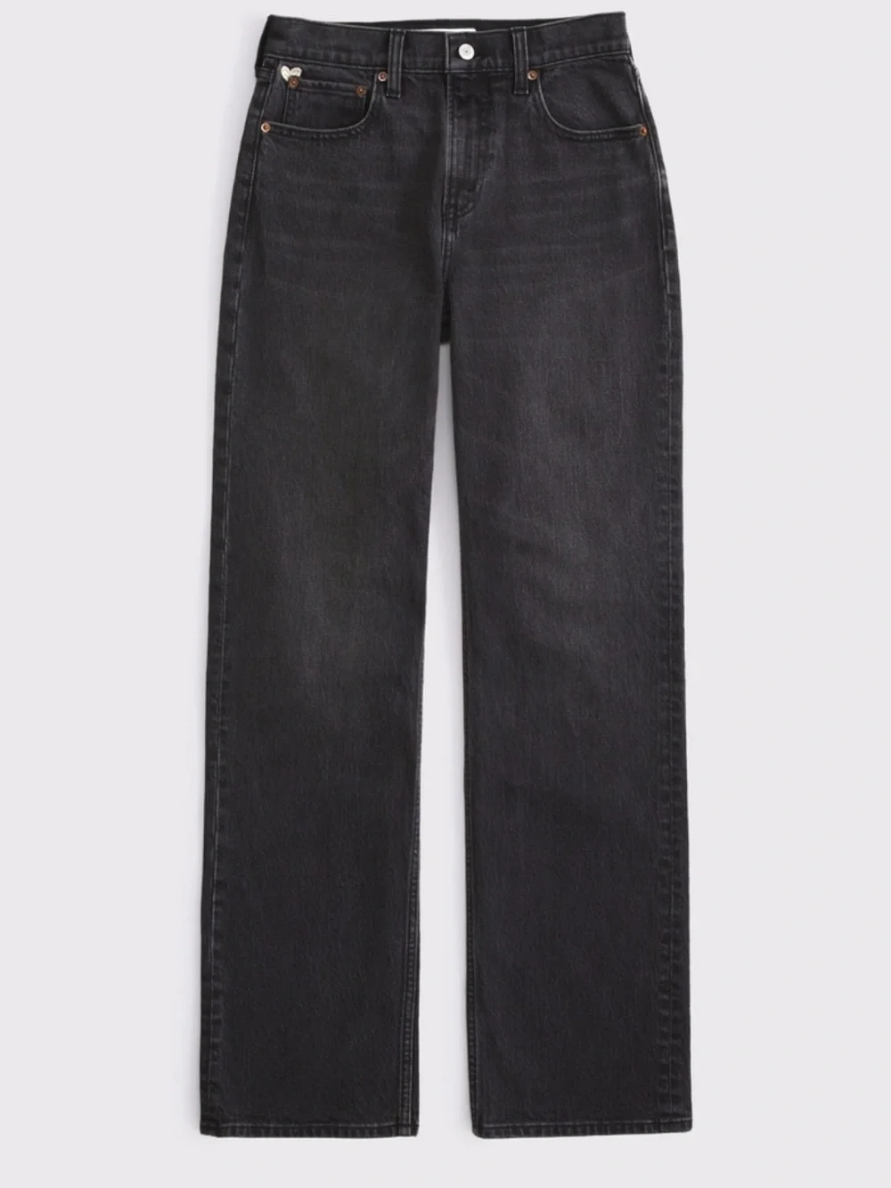 ABERCROMBIE HIGH-RISE 90s RELAXED HEART EMBROIDERED JEANS - SHORT - Picture 7 of 11